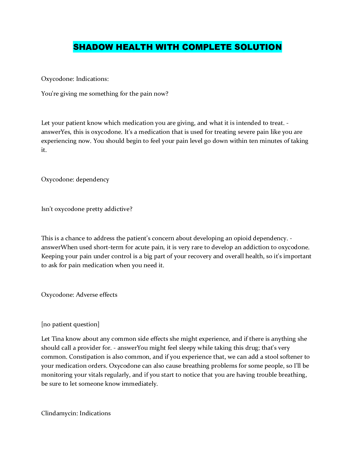 Preview image of SHADOW HEALTH WITH COMPLETE SOLUTION document